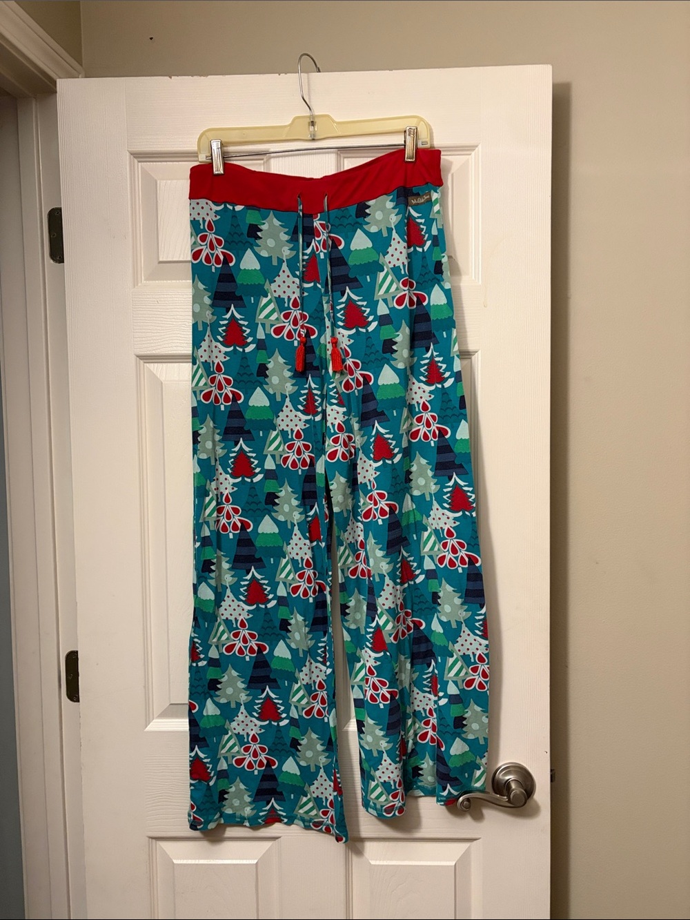 Matilda Jane Blue and Red Holiday Tree Print Pajama Pants